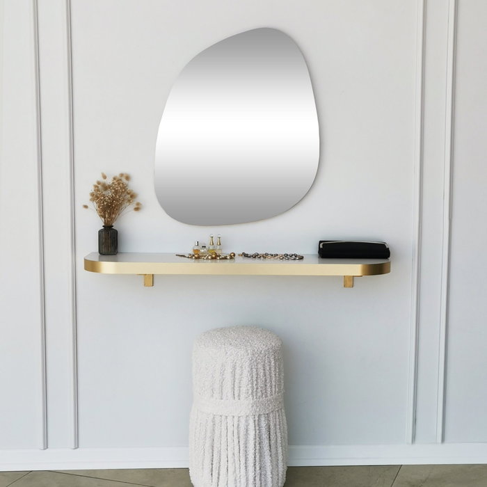 Hanah Home Soho Espejo Dorado 58x75 cm para Salón, Dormitorio o Baño